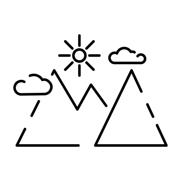 Icono de línea de camping diseño de plantilla de ilustración de vector minimalista simple Picnic de viaje de aventura y símbolo de pasión por los viajes para actividad al aire libre campamento de verano o otoño Naturaleza de montaña