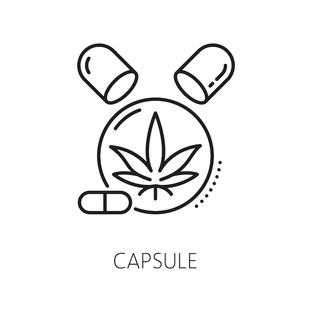 El icono de la línea de cápsulas de cannabis es la marihuana medicinal CBD