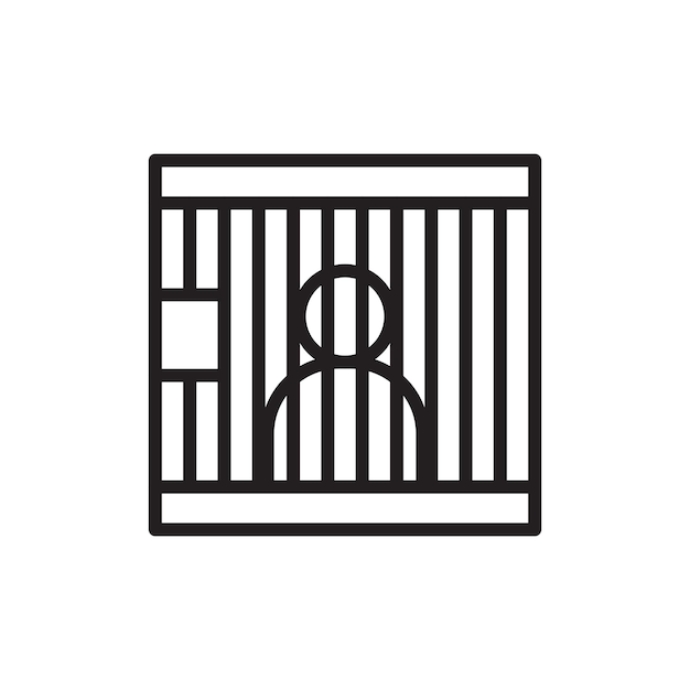 El icono de la línea de la cárcel aislado en fondo blanco