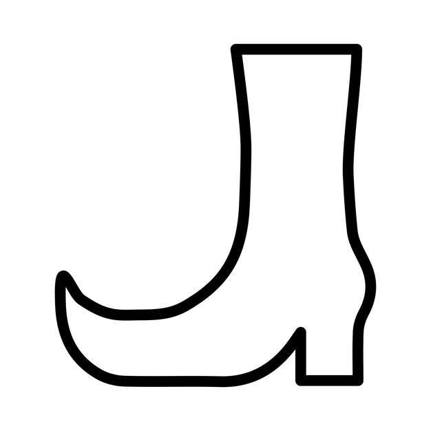 El icono de la línea de carnaval de la bota Jester Vector de contorno