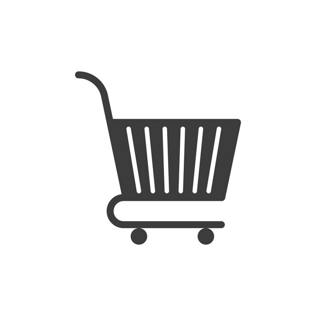 El icono de la línea del carrito aislado en fondo blanco