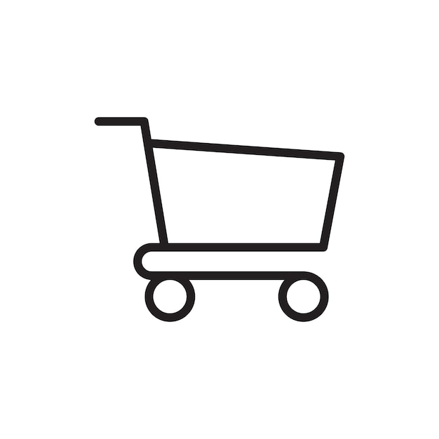 El icono de la línea del carrito aislado en fondo blanco