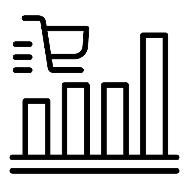Icono de línea de carrito de compras y gráfico de crecimiento