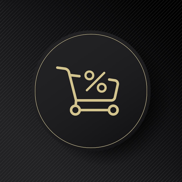 Vector icono de línea de carrito de compras trolley con signo de porcentaje descuento en porcentaje ordenar comprar venta concepto icono de línea vectorial para negocios y publicidad