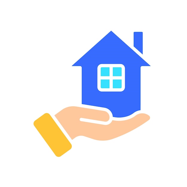 Icono de línea de casa de mano Quédate en casa autoaislamiento tiempo libre edificio de seguridad Icono de color vectorial sobre un fondo blanco para negocios y publicidad