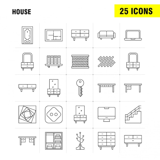 Icono de línea de la casa para web, impresión y kit de UX / UI móvil.