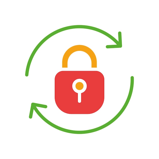 Icono de línea de cerrojo de bucle Hackeo de programas de descifrado virus de computadora Icono de color vectorial en un fondo blanco para negocios