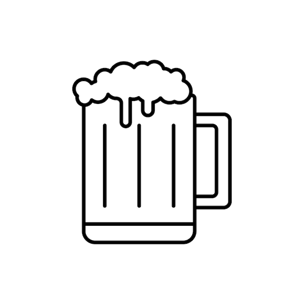 Icono de la línea de cerveza aislado en fondo blanco