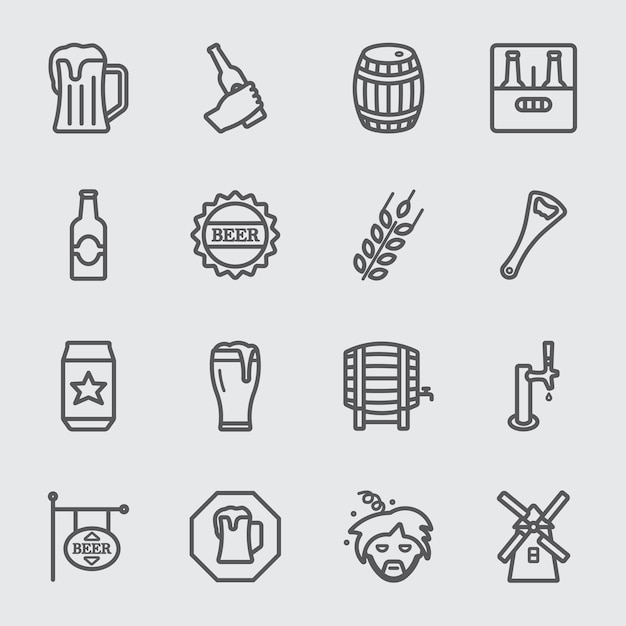 Vector icono de línea de cerveza