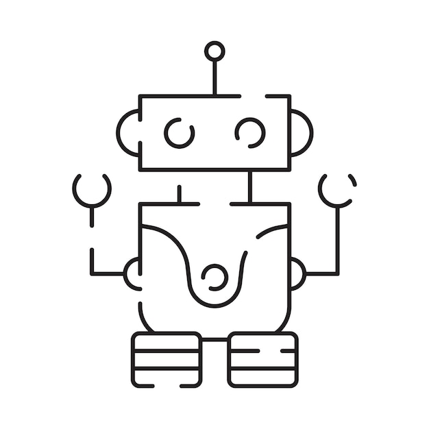 El icono de la línea de chatbot robot humanoide asistencia de voz personal altavoz inteligente inteligencia artificial señal de tecnología
