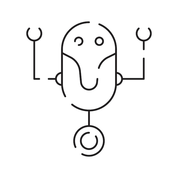 El icono de la línea de chatbot robot humanoide asistencia de voz personal altavoz inteligente inteligencia artificial señal de tecnología