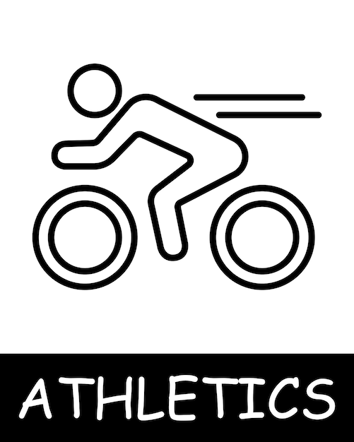 Ícono de línea de ciclismo Ruedas velocidad atletismo deportes correr competiciones de gimnasia entrenador salto músculos juego hombre fuerza salud ícono de línea vectorial para negocios y publicidad
