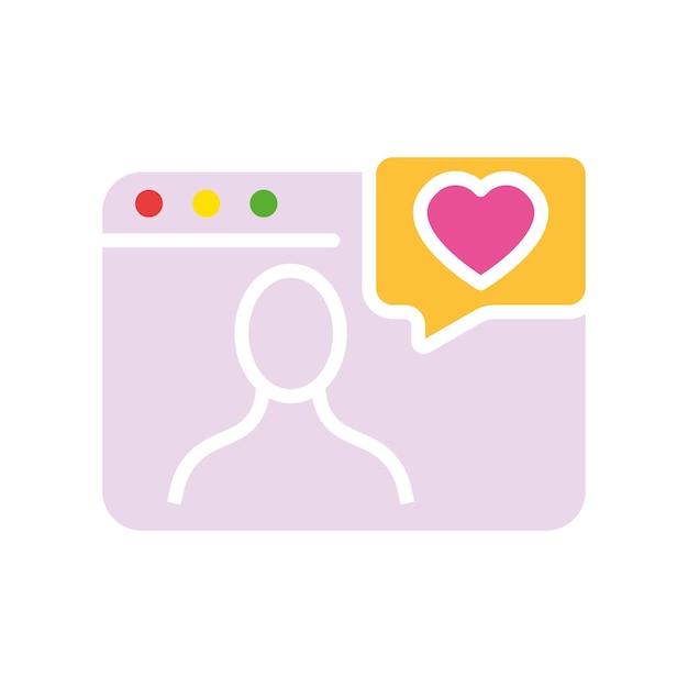 Icono de línea de citas del sitio corazón comunicación relaciones diseño web internet world wide web icono de color vectorial en un fondo blanco para negocios