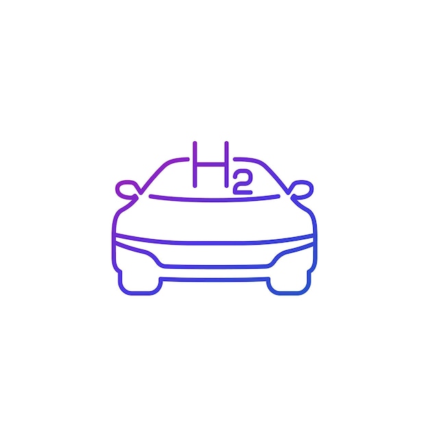 Icono de línea de coche de hidrógeno en vector blanco