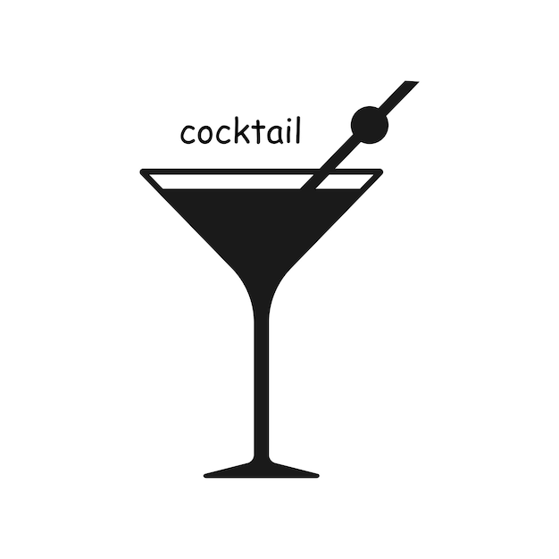 Icono de línea de cóctel aislado sobre fondo blanco