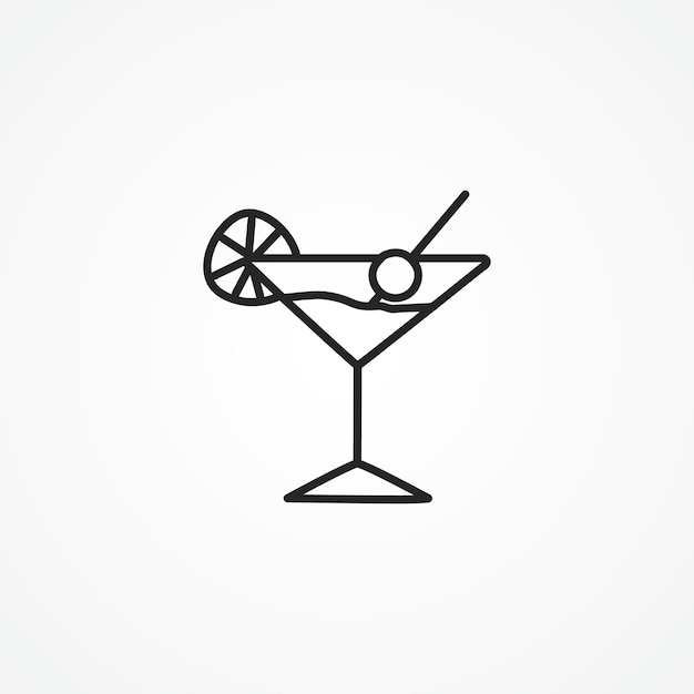 Icono de línea de cóctel icono de contorno de cóctel de alcohol