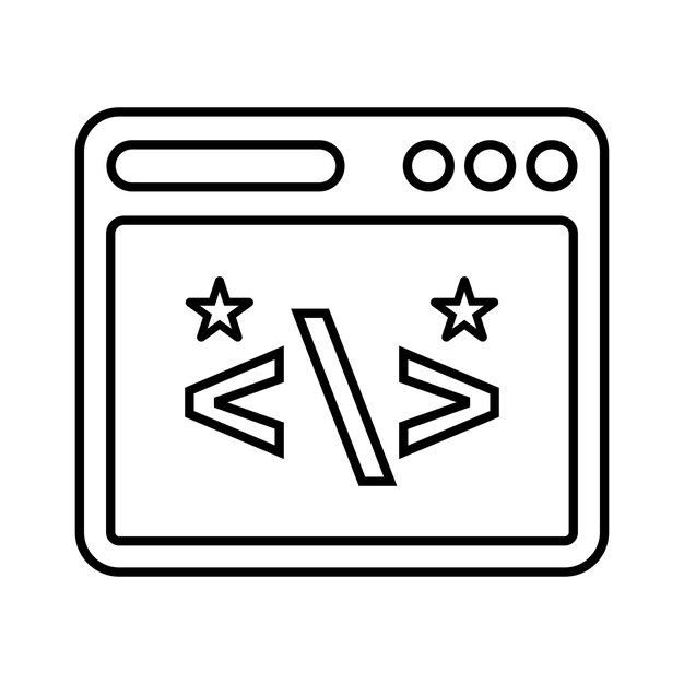 Icono de línea de codificación de código limpio Vector de esquema