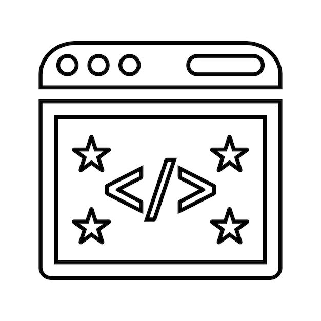 Icono de línea de codificación de código limpio Vector de esquema