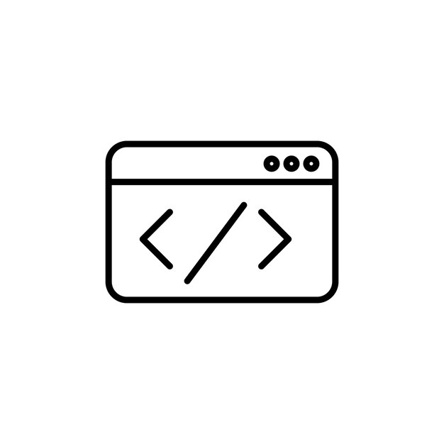 Ícono de línea de código web aislado en fondo blanco