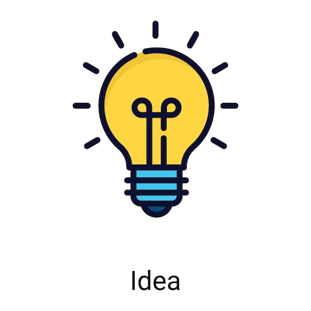 icono de línea de color de la bombilla aislado en fondo blanco