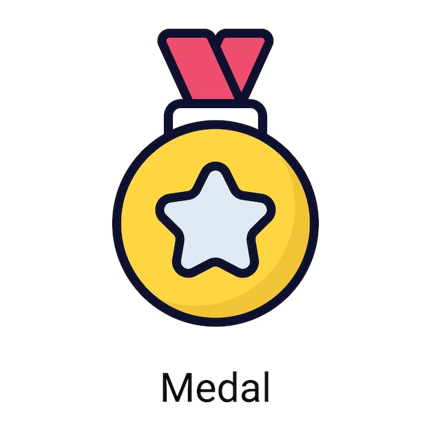 icono de línea de color de la medalla aislado en fondo blanco