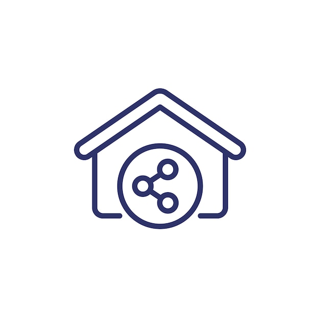 Icono de línea de compartir casa en blanco
