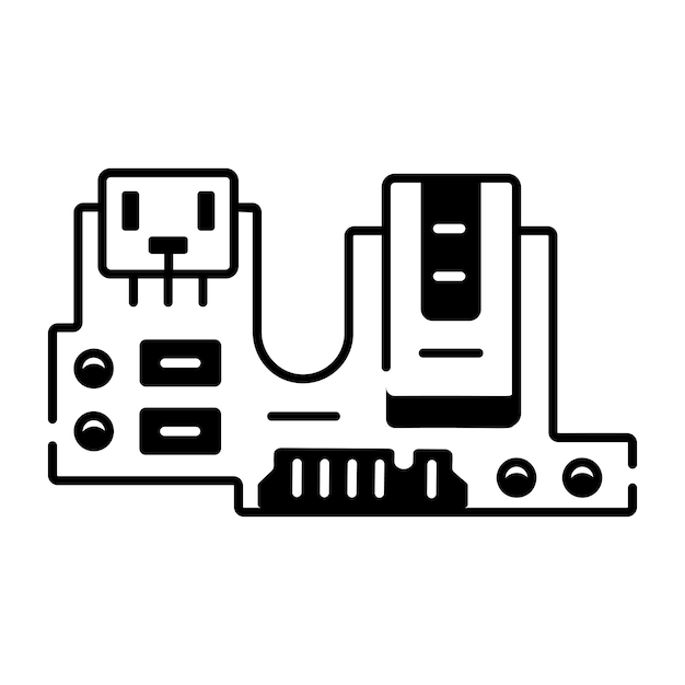 Vector icono de línea de componentes de hardware