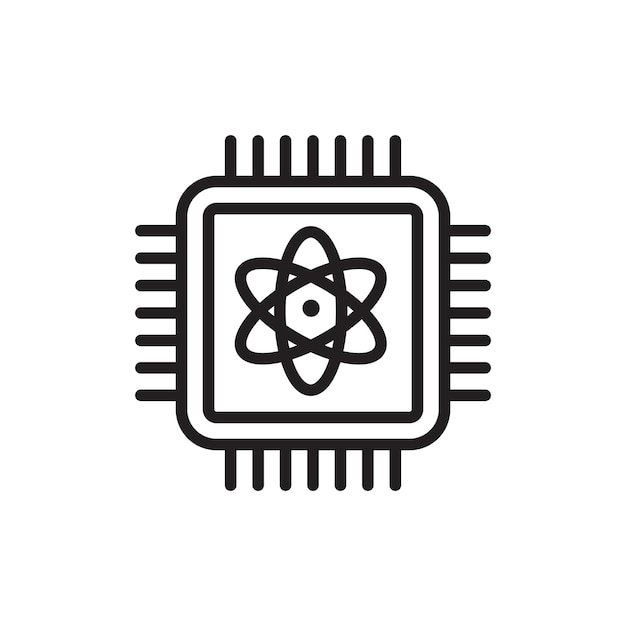 Icono de línea de computación cuántica aislado en fondo blanco