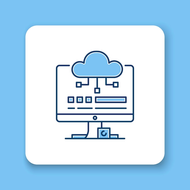 Icono de línea de computación en la nube signo de estilo lineal para concepto móvil y diseño web Icono de vector de contorno