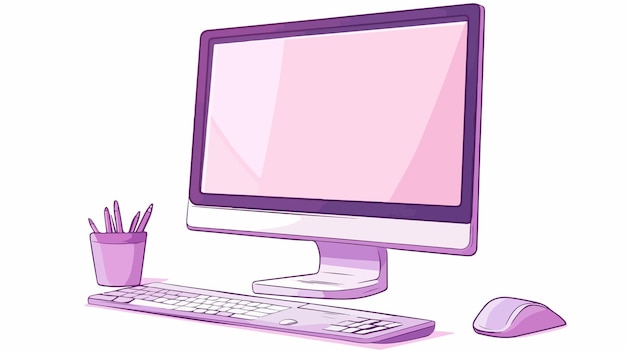 Icono de línea de computadora de escritorio moderna en estilo vectorial colorido