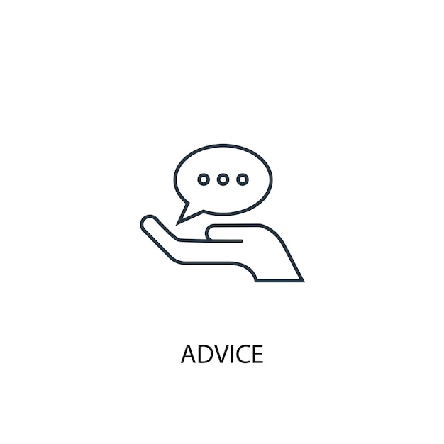 Icono de línea de concepto de asesoramiento. Ilustración de elemento simple. diseño de símbolo de esquema de concepto de asesoramiento. Se puede utilizar para UI / UX web y móvil