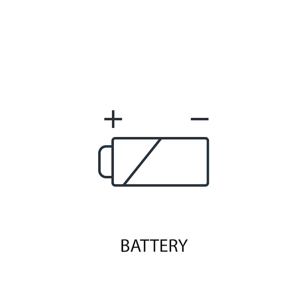 Icono de línea de concepto de batería. Ilustración de elemento simple. diseño de símbolo de esquema de concepto de batería. Se puede utilizar para UI / UX web y móvil