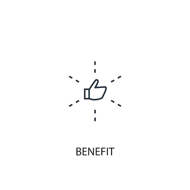 Icono de línea de concepto de beneficio. Ilustración de elemento simple. diseño de símbolo de esquema de concepto de beneficio. Se puede utilizar para UI / UX web y móvil