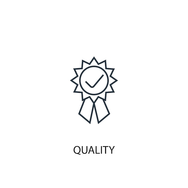 Icono de línea de concepto de calidad. Ilustración de elemento simple. diseño de símbolo de esquema de concepto de calidad. Se puede utilizar para UI / UX web y móvil