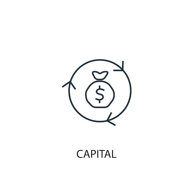 Icono de línea de concepto de capital. Ilustración de elemento simple. diseño de símbolo de esquema de concepto de capital. Se puede utilizar para UI / UX web y móvil