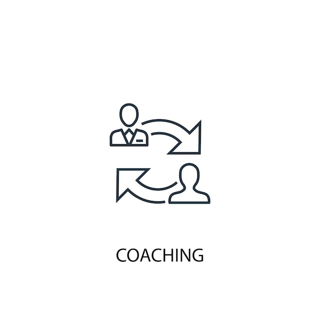 Icono de línea de concepto de coaching. ilustración de elemento simple. diseño de símbolo de esquema de concepto de coaching. se puede utilizar para ui / ux web y móvil