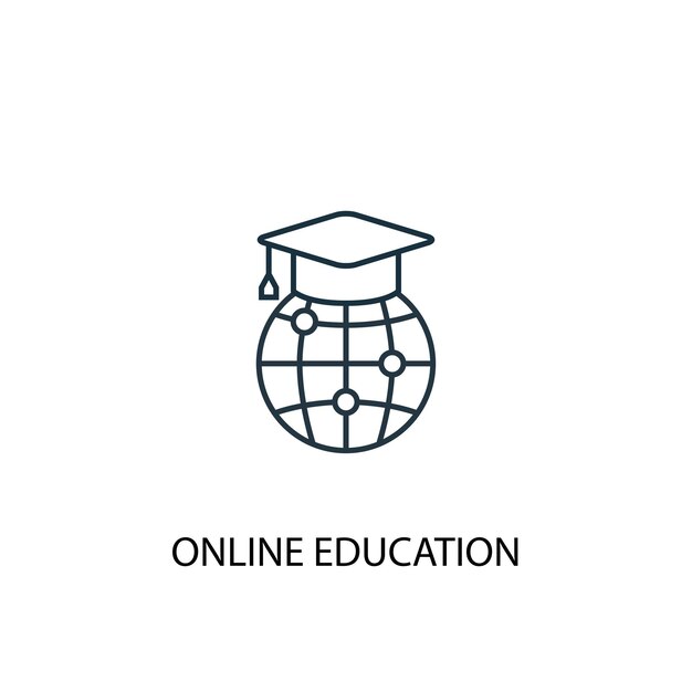 Icono de línea de concepto de educación en línea. Ilustración de elemento simple. diseño de símbolo de esquema de concepto de educación en línea. Se puede utilizar para UI / UX web y móvil
