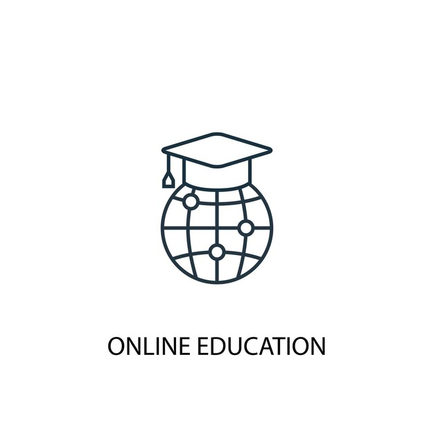 Icono de línea de concepto de educación en línea. ilustración de elemento simple. diseño de símbolo de esquema de concepto de educación en línea. se puede utilizar para ui / ux web y móvil