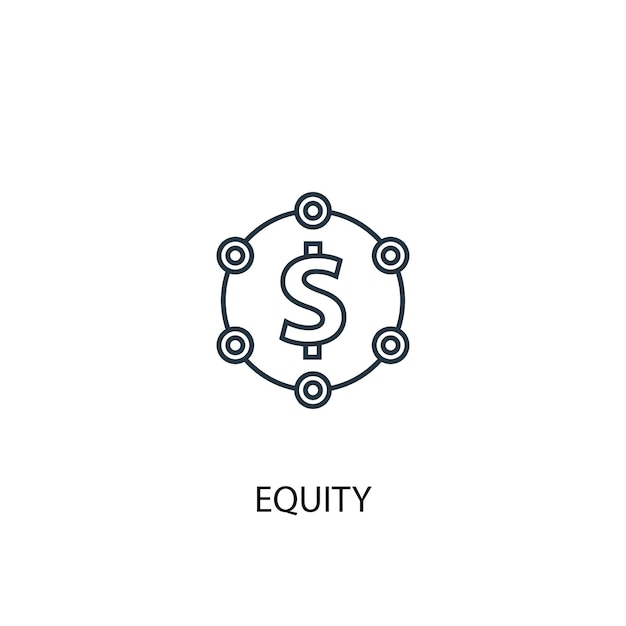 Icono de línea de concepto de equidad. Ilustración de elemento simple. diseño de símbolo de esquema de concepto de equidad. Se puede utilizar para UI / UX web y móvil