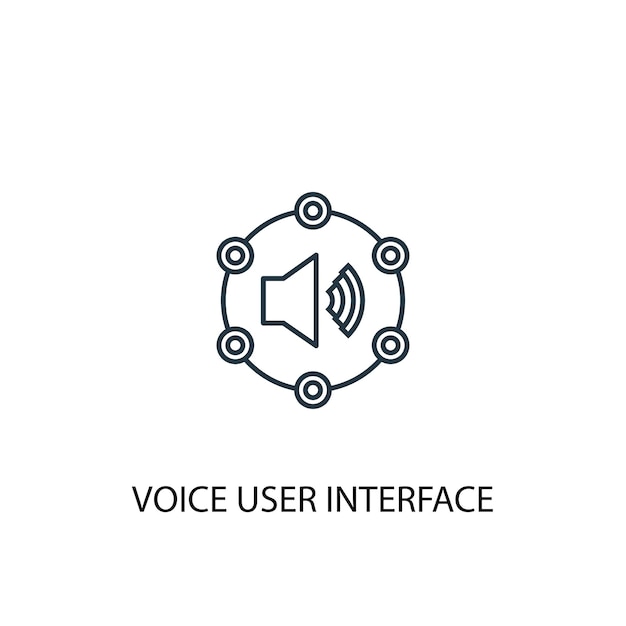 Icono de línea de concepto de interfaz de usuario de voz. Ilustración de elemento simple. Diseño de símbolo de esquema de concepto de interfaz de usuario de voz. Se puede utilizar para UI / UX web y móvil