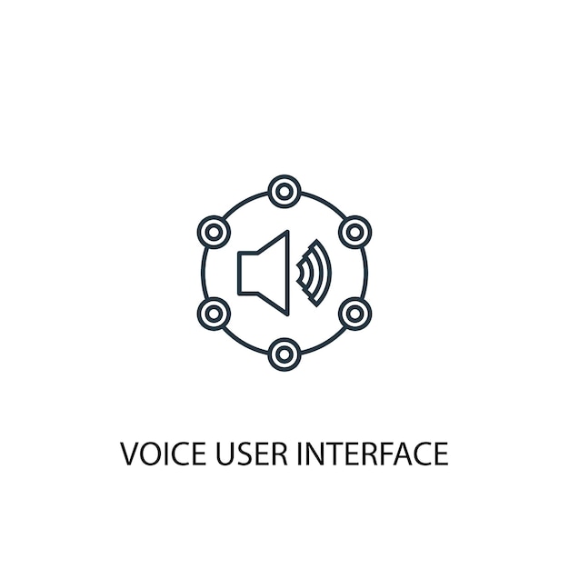 Icono de línea de concepto de interfaz de usuario de voz. ilustración de elemento simple. diseño de símbolo de esquema de concepto de interfaz de usuario de voz. se puede utilizar para ui / ux web y móvil