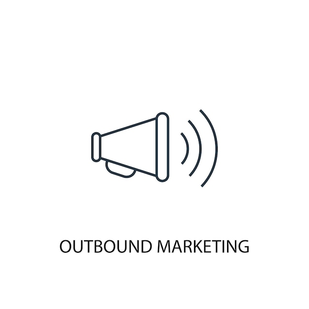 Icono de línea de concepto de marketing saliente. Ilustración de elemento simple. diseño de símbolo de esquema de concepto de marketing saliente. Se puede utilizar para UI / UX web y móvil