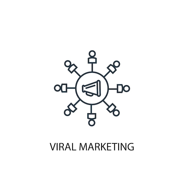 Icono de línea de concepto de marketing viral. ilustración de elemento simple. diseño de símbolo de esquema de concepto de marketing viral. se puede utilizar para ui / ux web y móvil