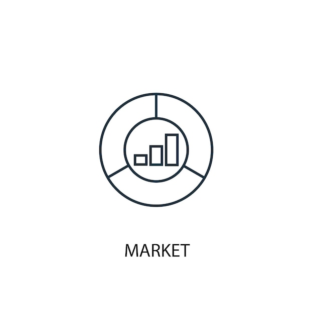 Icono de línea de concepto de mercado. Ilustración de elemento simple. diseño de símbolo de esquema de concepto de mercado. Se puede utilizar para UI / UX web y móvil