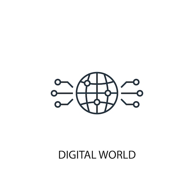 Icono de línea de concepto de mundo digital. ilustración de elemento simple. diseño de símbolo de esquema de concepto de mundo digital. se puede utilizar para ui / ux web y móvil