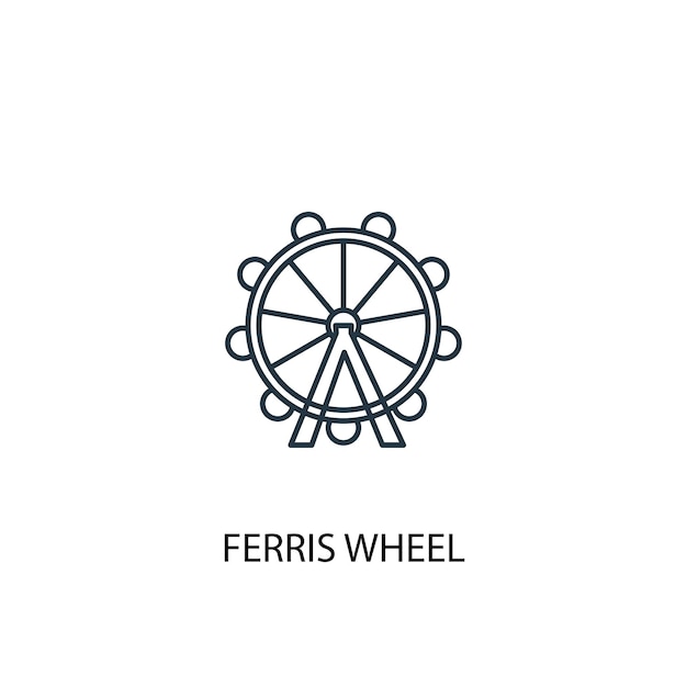 Icono de línea de concepto de noria. Ilustración de elemento simple. Diseño de símbolo de esquema de concepto de noria. Se puede utilizar para UI / UX web y móvil