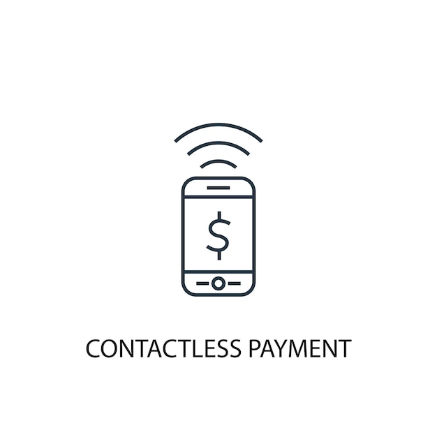 Icono de línea de concepto de pago sin contacto. ilustración de elemento simple. diseño de símbolo de esquema de concepto de pago sin contacto. se puede utilizar para ui / ux web y móvil