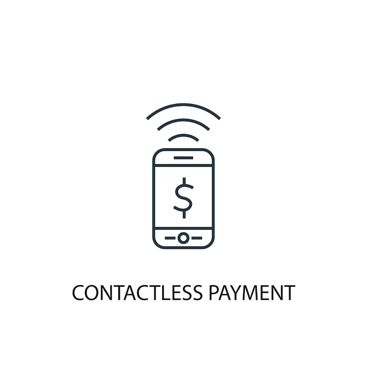 Vector icono de línea de concepto de pago sin contacto. ilustración de elemento simple. diseño de símbolo de esquema de concepto de pago sin contacto. se puede utilizar para ui / ux web y móvil