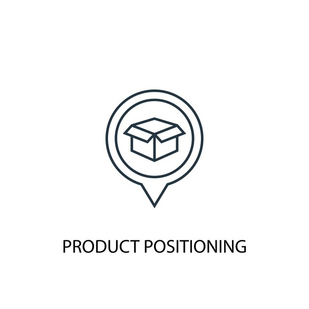 Icono de línea de concepto de posicionamiento de producto. Ilustración de elemento simple. Diseño de símbolo de esquema de concepto de posicionamiento de producto. Se puede utilizar para UI / UX web y móvil