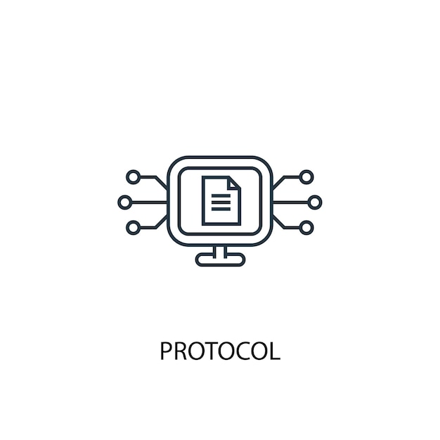 Icono de línea de concepto de protocolo. Ilustración de elemento simple. diseño de símbolo de esquema de concepto de protocolo. Se puede utilizar para UI / UX web y móvil